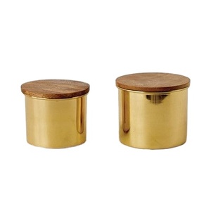 Customized <b>Large</b> Metal Copper Votive <b>Jar</b> Walnut Wooden Lid High Quality for Dry Food <b>Storage</b> for Home Hotel Kitchenware - Product Image 4