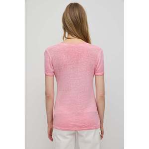 T-shirt basique à col en V, coupe décontractée, manches longues, viscose/polyester - Product Image 5