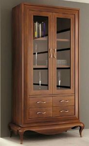 Commode en bois massif d'acacia avec vitrine en verre Meubles en bois élégants - Product Image 2