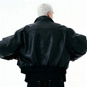 Blouson de moto personnalisé blousons d'aviateur de course d'hiver blousons universitaire en cuir Pu gaufré avec fermeture éclair pour hommes - Product Image 5