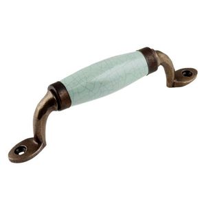 Handgemachte Bulk Sage Green kleine Keramik Türgriffe Antik <span class=keywords><strong>Bronze</strong></span> plattiert für Holz Kleider schrank Schrank Schublade Home Decoration