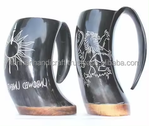 Taza de Cuerno de Búfalo Hecha a Mano, Pulida, Ecológica y Personalizada |   Accesorios de Bar Vikingos al por Mayor - Product Image 3
