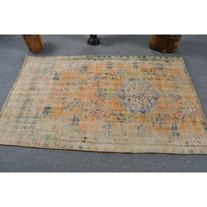 พรมปูพื้น6.2ft ขนสัตว์สีเบจสีส้ม3.9ชิ้นแบบคลาสสิกพรมปูพื้นห้องโถงทำจากยางแนววินเทจสไตล์ตุรกี - Product Image 3