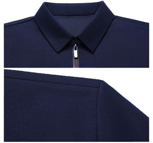 T-shirt décontracté pour homme à fermeture éclair, coupe classique, couleur unie, écologique, ajusté, en polyester tricoté, avec logo personnalisé sur le devant, respirant - Product Image 3