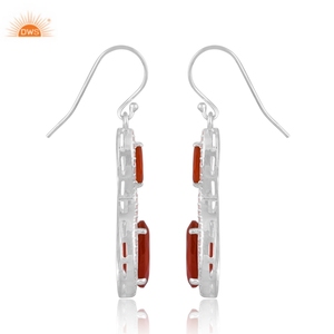 Pendiente de piedras preciosas de topacio blanco y cornalina Natural de Plata de Ley 925 para mujer, fabricante de joyería personalizada - Product Image 3