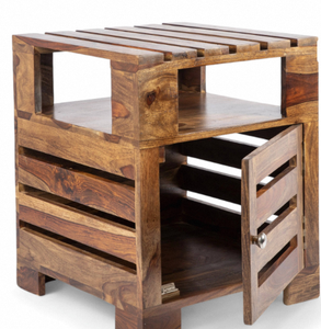Solid Wood Side <b>Table</b> In Teak Finish Modern Accent <b>End</b> <b>Table</b> For Living Room Bedroom Home Decor Furniture - Product Image 4