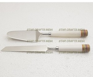 Nouveau cadeau de noël et dessert de fête de mariage couteau de mariage en acier inoxydable et résine et ensemble serveur de gâteau pour le bureau et la maison - Product Image 6