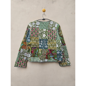 Handmade Vintage Cotton Short <b>Jacket</b> <b>for</b> <b>Women</b> Handcrafted Quilted Outwear Rivet Print Breathable Stripe Soft Cozy Winter - Product Image 6