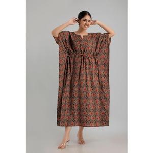<b>Black</b> Floral <b>Kaftan</b> Maxi Dress Soft & Woven#Casual Ethnic Style-SHKUP1250 - Product Image 3