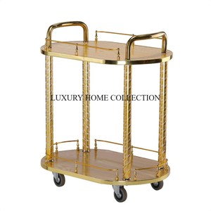 Chariot élégant polyvalent en métal à 3 niveaux avec plateau en verre compartiments intégrés pour plus de commodité et de fonctionnalité - Product Image 2