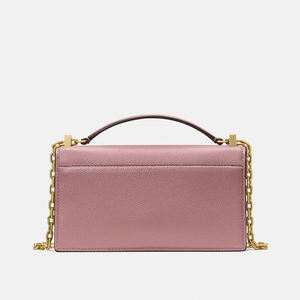 Bolso Bandolera de Cuero Genuino Rosa con Cadena, Plegable, para Hombro, Ideal para Bodas y Navidad - Product Image 1