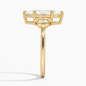 Anillo de compromiso de oro atemporal de 10 quilates con simetría radiante de diamante Marquesa cultivado en laboratorio para bodas y fiestas - Product Image 4