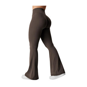 2025 nouveautés femmes pantalons évasés taille haute élastique pantalon respirant jambe évasée coupe femmes pantalons - Product Image 2