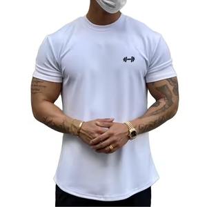 100% coton T-shirt pour hommes coupe ajustée tricot régulier motif solide Style formel poids lourd teint en plaine impression numérique - Product Image 3