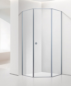 Cabina de ducha de esquina de vidrio templado de lujo con puerta pivotante elegante para villas y apartamentos-Producto de tocador de baño - Product Image 3