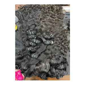 Extensiones de cabello humano Remy rizado Natural de onda del templo indio fábrica del sur de la India trama plana precios al por mayor baratos - Product Image 5
