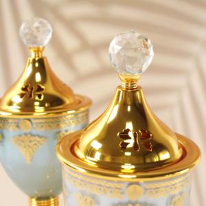 Vente en gros de brûleur d'encens en résine plaqué or de haute qualité du Moyen-Orient brûleur arabe Bakhoor pour musulman comme cadeau Top Arrivage - Product Image 6