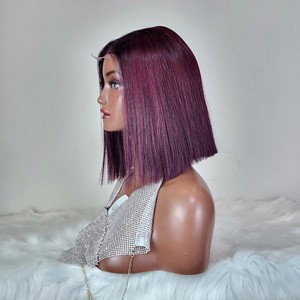 วิกผมลูกไม้ด้านหน้าติดกาวใส5*5บ๊อบวิกผม100% ตรงเงางามแบบชาวเวียดนามวิกผมวาดคู่สำหรับผู้หญิงผิวดำ - Product Image 2