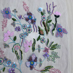 ผ้าตาข่ายปักเลื่อมสีทองปักลูกไม้,ผ้าตาข่ายประดับลูกปัดคุณภาพสูงขายส่งสำหรับเจ้าสาว - Product Image 1