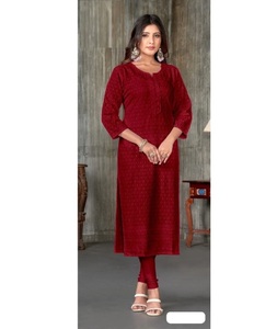 Nuevo diseñador Heavy Rayon Straight Kurti para mujeres colecciones de ropa informal diaria Schiffli trabajo inspirado en ropa India pakistaní - Product Image 1