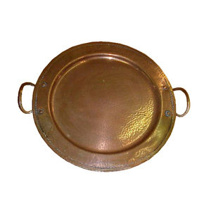Plateau rond en cuivre marocain en métal avec gravure décorative, plateau de service pour la nourriture, pour mariage, hôtel - Product Image 2