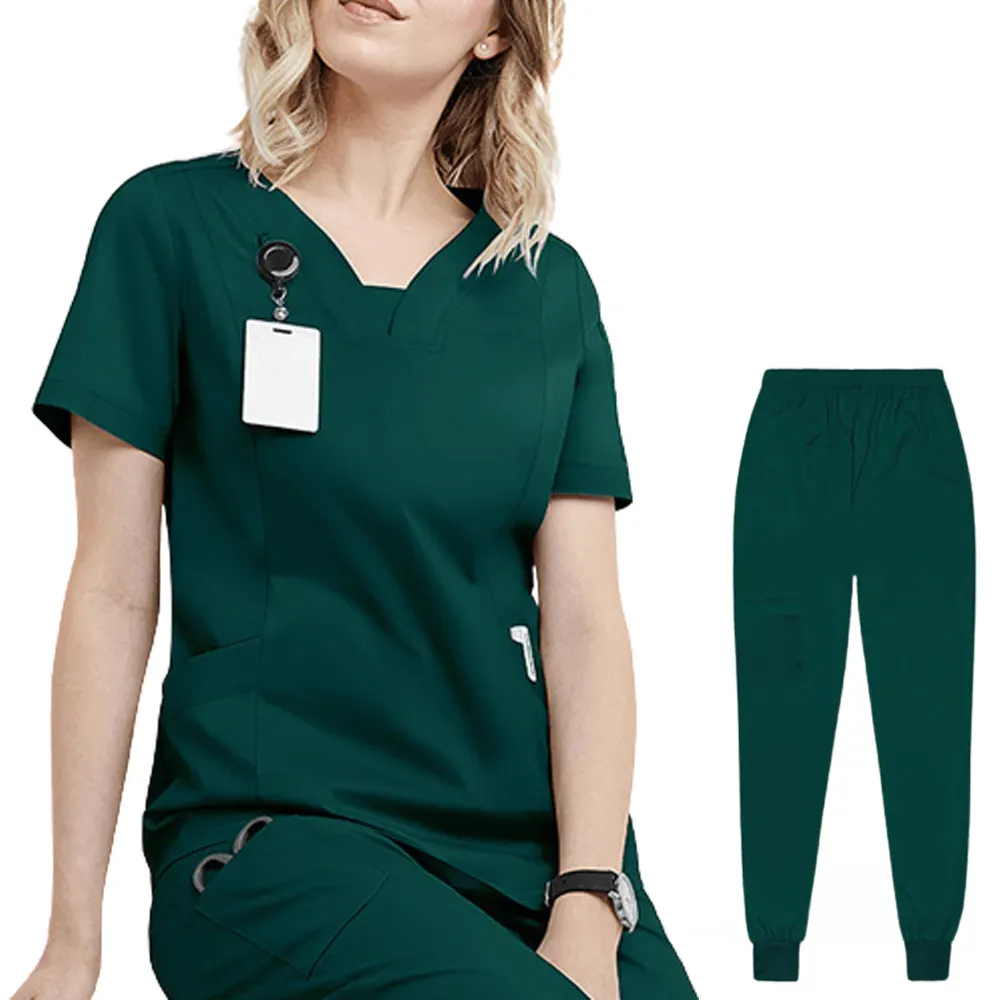 Scrubs For Women Set Ultra Soft Stretch Uniforms Top With Jogger Pants Hospital Workwear Clinic Nurse Uniform