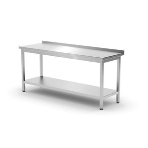 HENDI Profi Line Bolted <b>Wall</b> Table with Shelf 1800x600x(H)850 mm 600 mm Depth 1800x600x(H)850 mm <b>Shelving</b> Unit - Product Image 1