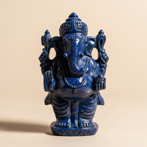 Estatuilla de Estatua de Ganesha tallada a mano con lapislázuli, regalo de negocios, piedras preciosas semipreciosas, artesanía grabada, cristal curativo indio - Product Image 3