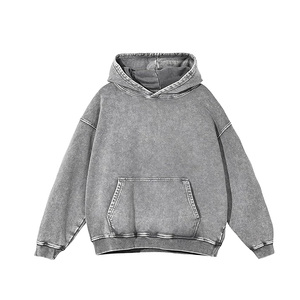 Sweat à capuche unisexe en coton 100% délavé à l'acide, logo personnalisé, poche surdimensionnée, respirant, automne, lettre en polaire, haute qualité - Product Image 4