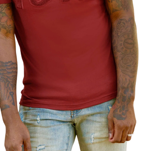 Camiseta de chenilla sólida Maroon Cotton Crewneck Heavyweight KAP Greek Fraternity Apparel Clean Collegiate Style Tee - Product Image 4