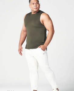 Camiseta sin mangas deportiva de verano para hombre, camiseta sin mangas con cuello en U de secado rápido, camiseta sin mangas de algodón transpirable de tela acanalada para hombre, Fitness al aire libre - Product Image 1