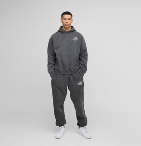 ชุดวอร์มผู้ชายแบบย้อมสีเอซิด สไตล์ลำลอง ไหล่ตก มีฮู้ด ยูนิเซ็กซ์ ผ้าฝ้าย แห้งเร็ว ระบายอากาศดี เป็นมิตรกับสิ่งแวดล้อม รับสั่งทำ - Product Image 1