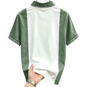 Chemise de golf pour homme en jersey 100% coton, imprimée en sérigraphie, patchwork, manches courtes, coupe décontractée, respirante, tricotée, 240g, été - Product Image 2