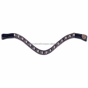 Diamantes de imitación de cristales transparentes o negros azules personalizados, diamantes con forma de onda ostentosa, banda para cejas de caballo de cuero inglés negro, todos los tamaños - Product Image 4