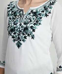 Top de túnica recta bordada informal con patrón geométrico estilo de manga corta sin mangas para la temporada de primavera y otoño - Product Image 1