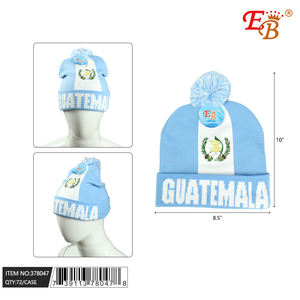 Eb Guatemala <b>Beanie</b> Hat Cotton Embroidery Unisex Adult Casual 58-60Cm Winter Hat With Pom Pom - Product Image 1