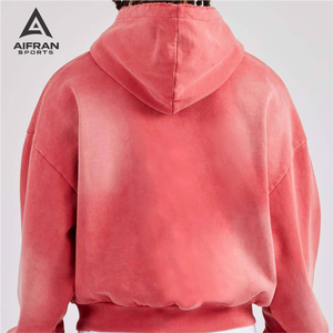 Sweat à capuche en coton Aifran Heavyweight 500gsm 600gsm, vintage, délavé à l'acide, fermeture éclair, épaules tombantes, délavé au soleil - Product Image 5