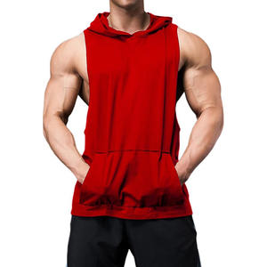 <b>Men</b> Fitness <b>Sleeveless</b> <b>Hoodie</b>, Soft Stretch Muscle Training Shirt <b>Men</b>’s Casual Sports <b>Hoodie</b> Tank, <b>Sleeveless</b> Gym Running Top - Product Image 1