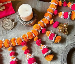 Mogra flor artificial Toran Bandhanwar puerta colgante Mandir decoración indio telón de fondo Pooja compromiso Diwali Decoración - Product Image 4