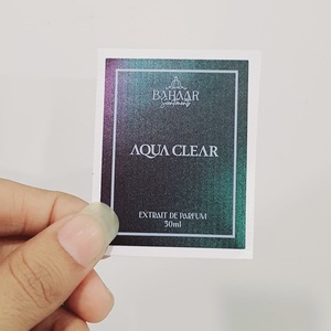 Custom Eco-Friendly UV Printed Embossed Waterproof PVC Stickers Metalize Effect for Perfume Lotion Skin Care Serum Bottles