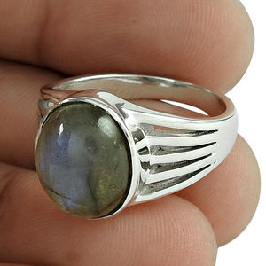 Anillo de Plata de Ley 925 Estilo Vintage hecho a mano natural azul fuego labradorita piedras preciosas joyería bodas mayorista fabricante - Product Image 1