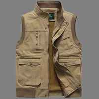 Automne hommes décontracté coton toile gilet veste grande taille sans manches tactique photographe manteau avec PCS-R-153 multi-poches