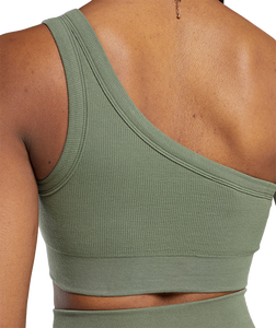 Soutien-gorge de sport respirant et léger à une épaule Tailles et conceptions personnalisées Coton côtelé extensible en coton côtelé - Product Image 4