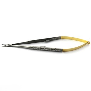 Castroviejo 140mm Porte-aiguille de qualité supérieure Manuel allemand en acier inoxydable avec poignées dorées Pointe TC Certifié CE - Product Image 3