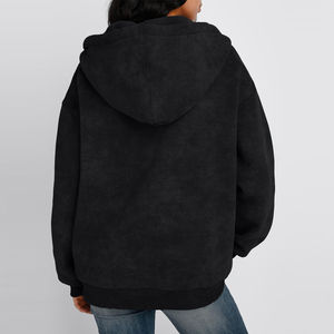 Sweat à capuche oversize en molleton épais pour femme, imprimé vintage délavé, fermeture éclair sur le devant, streetwear d'hiver, écologique - Product Image 2