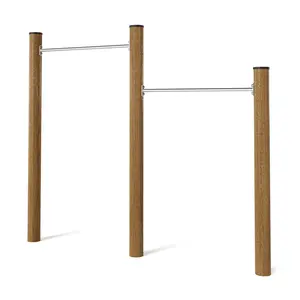 High quality double horizontal bar street fitness equipment wood & galvanized steel