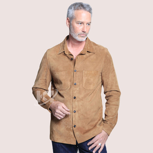 2025หนังนิ่มแท้สำหรับผู้ชายเสื้อเชิ้ตลำลองหนังแท้สำหรับผู้ชายดีไซน์ตามสั่ง - Product Image 4