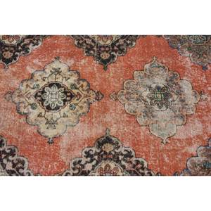Tapis en laine turque vintage 3.3x9.2 pieds Orange Beige Patchwork Design pour salon couloir grand tapis de tissage pour les adolescents - Product Image 5