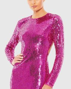 Luxury Floral <b>Embroidered</b> Beaded Sequin Beads Elegant Long -Sleeve Aline Body Shape Evening & Party Ball Gown Long Shoulder - Product Image 5