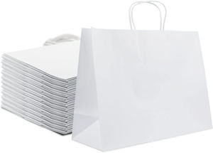 Bolsas de Compra Kraft Blancas Clásicas Impresas Personalizadas al Mejor Precio, Asas Resistentes, Impresión Offset Ecológica, Embalaje de Marca Privada - Product Image 2